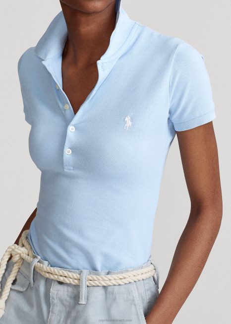 camisa polo slim fit BD6J3260 mulheres Ralph Lauren escritório azul