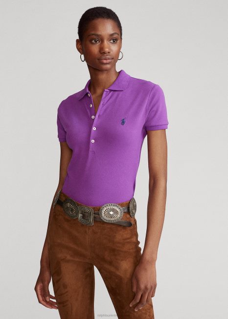 camisa polo slim fit BD6J3269 mulheres Ralph Lauren paloma roxo