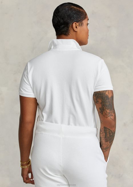camisa polo slim fit BD6J3271 mulheres Ralph Lauren branco