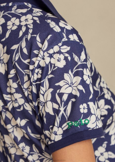 o polo terrestre BD6J3351 mulheres Ralph Lauren floral marinho/creme
