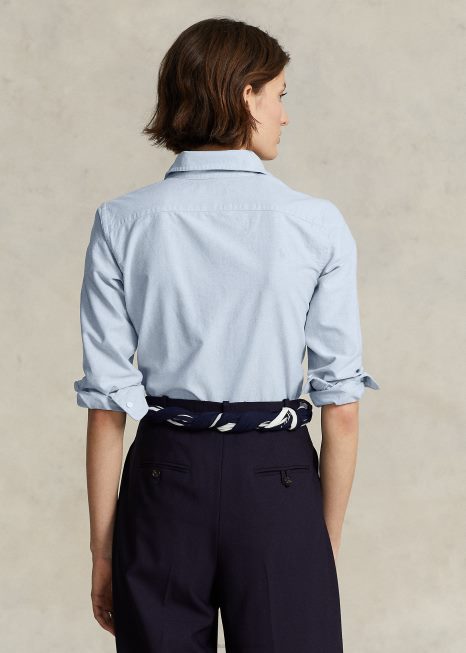 camisa clássica oxford BD6J3146 mulheres Ralph Lauren azul