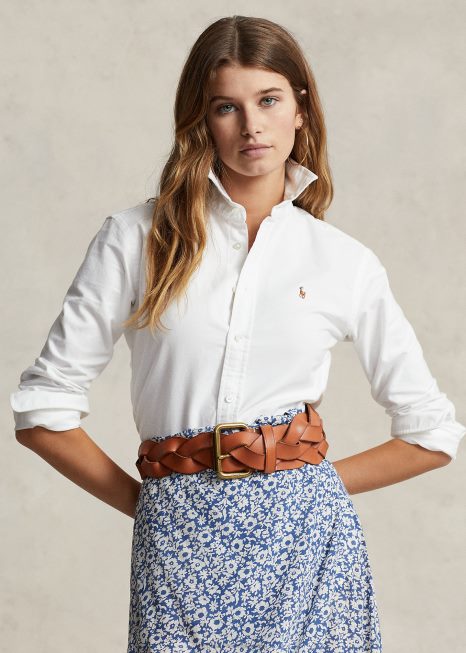 camisa clássica oxford BD6J3147 mulheres Ralph Lauren branco