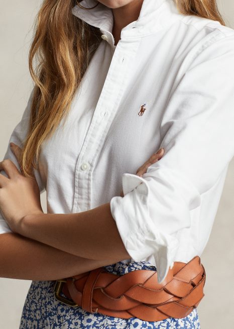 camisa clássica oxford BD6J3147 mulheres Ralph Lauren branco