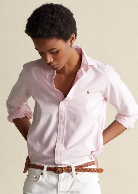 camisa clássica oxford BD6J3350 mulheres Ralph Lauren decoração rosa