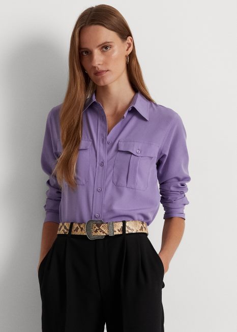 camisa crepe BD6J9536 mulheres Ralph Lauren glicínia