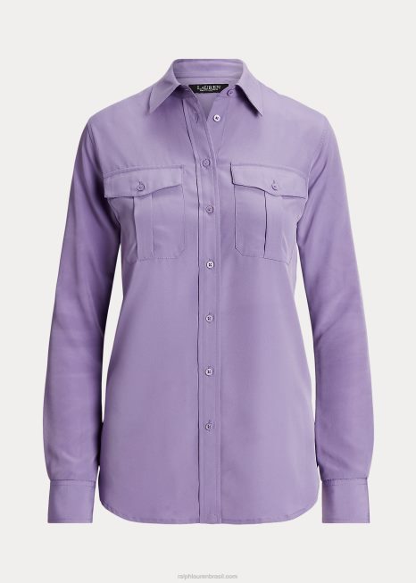 camisa crepe BD6J9536 mulheres Ralph Lauren glicínia
