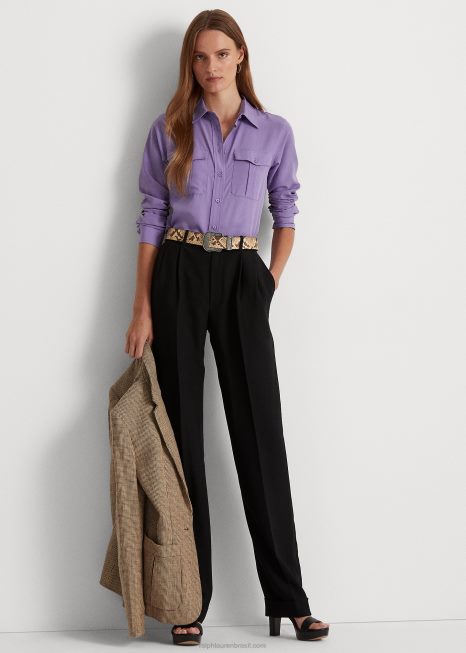 camisa crepe BD6J9536 mulheres Ralph Lauren glicínia