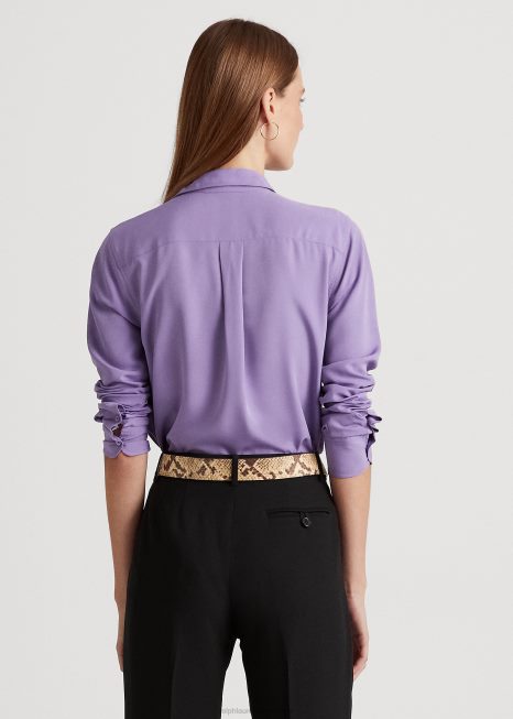 camisa crepe BD6J9536 mulheres Ralph Lauren glicínia