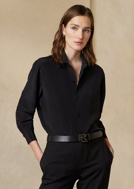 camisa crepe de seda capri BD6J9326 mulheres Ralph Lauren preto