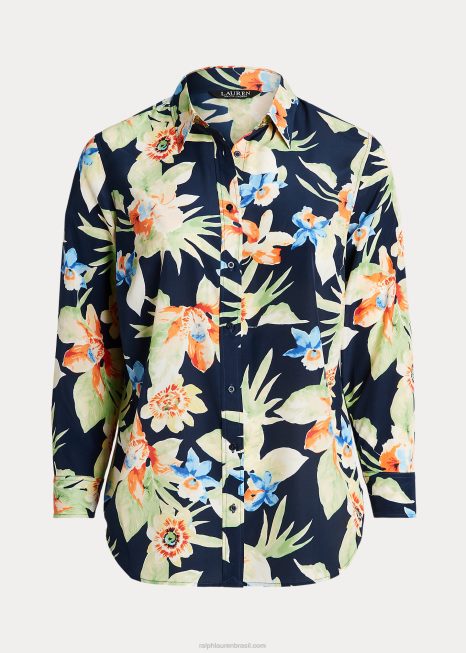 camisa crepe floral BD6J4795 mulheres Ralph Lauren