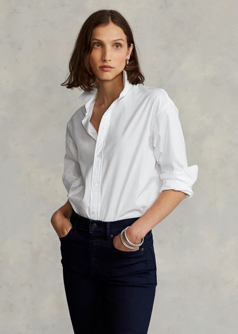 camisa de algodão BD6J3341 mulheres Ralph Lauren branco