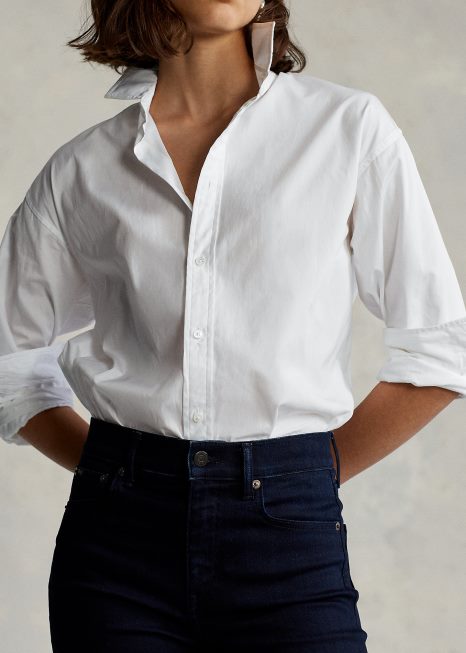 camisa de algodão BD6J3341 mulheres Ralph Lauren branco
