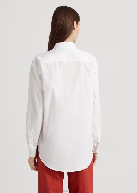 camisa de algodão BD6J3815 mulheres Ralph Lauren branco