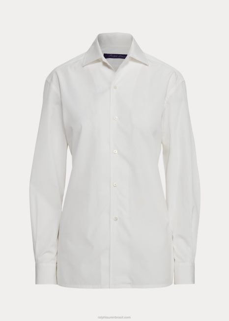 camisa de algodão capri BD6J3436 mulheres Ralph Lauren branco