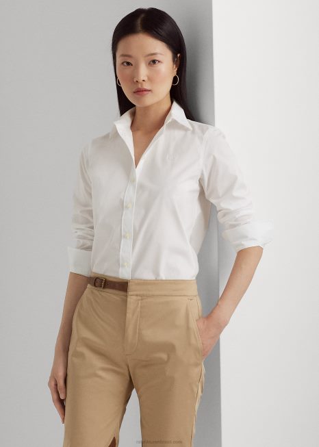 camisa de algodão fácil de cuidar BD6J4482 mulheres Ralph Lauren branco