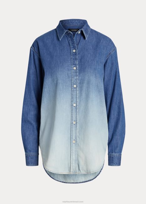 camisa de cambraia ombre BD6J3846 mulheres Ralph Lauren lavagem do desfiladeiro ombre