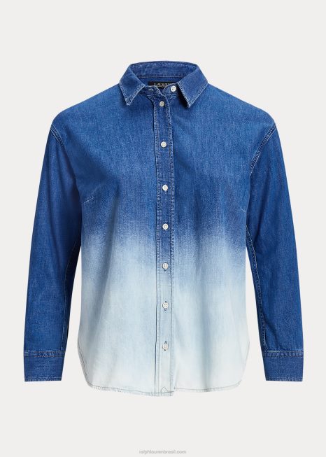 camisa de cambraia ombre BD6J4535 mulheres Ralph Lauren lavagem do desfiladeiro ombre