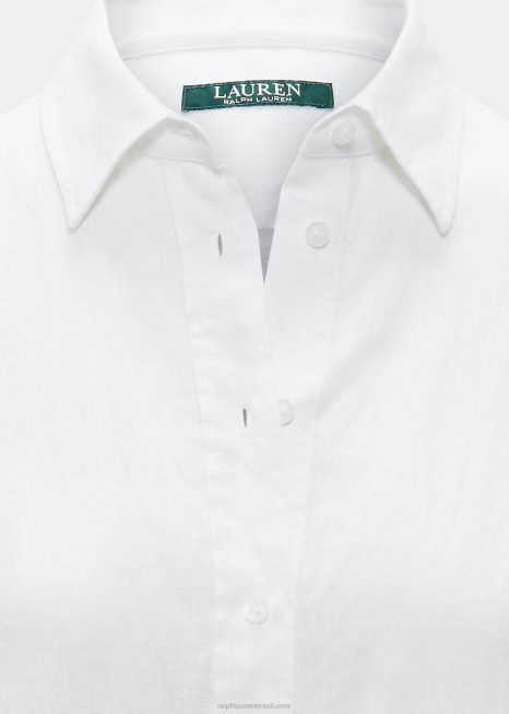 camisa de linho BD6J4173 mulheres Ralph Lauren branco