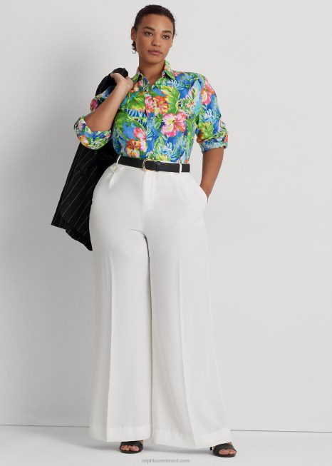 camisa de linho floral BD6J4532 mulheres Ralph Lauren