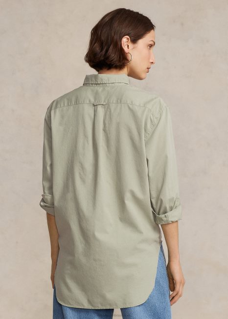 camisa de sarja de algodão oversize BD6J3156 mulheres Ralph Lauren pedra verde