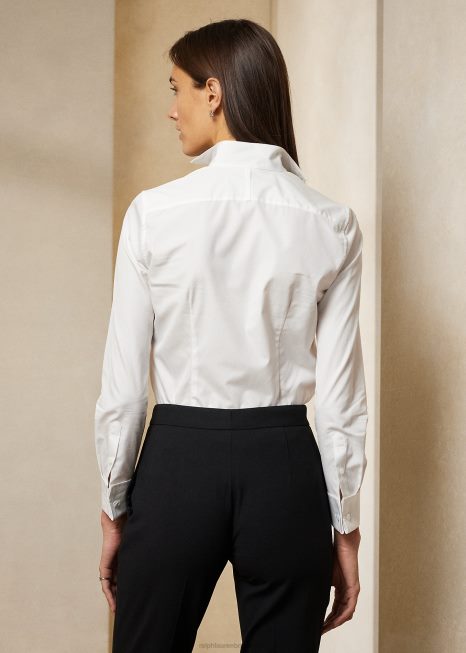 camisa de smoking de algodão BD6J3445 mulheres Ralph Lauren branco