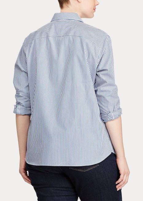 camisa oxford de algodão BD6J4736 mulheres Ralph Lauren Branco azulado