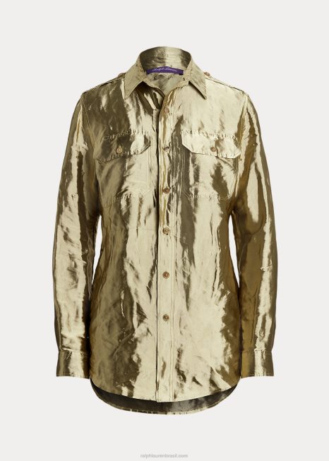 camisa utilitária de organza metálica BD6J3604 mulheres Ralph Lauren platina