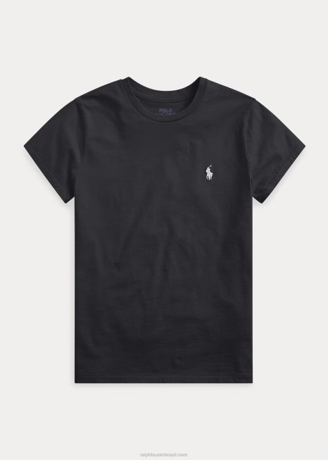 camiseta de algodão BD6J4749 mulheres Ralph Lauren preto