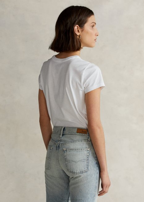 camiseta de algodão BD6J4750 mulheres Ralph Lauren branco