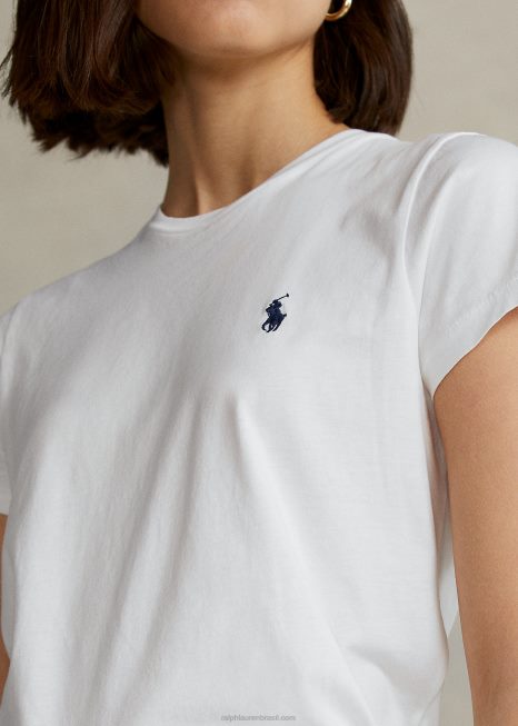 camiseta de algodão BD6J4750 mulheres Ralph Lauren branco