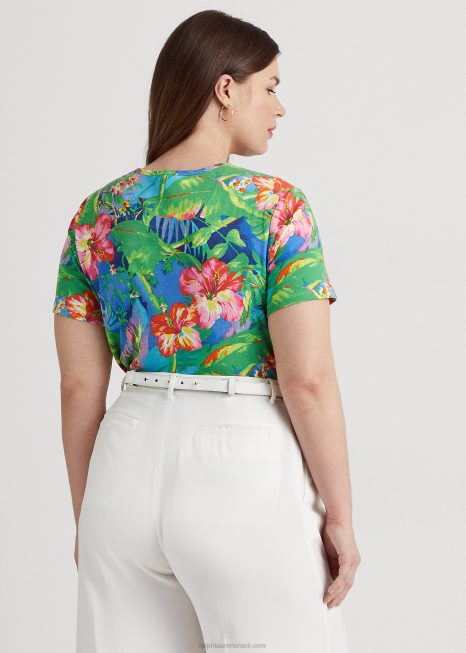 camiseta de algodão stretch floral BD6J4529 mulheres Ralph Lauren