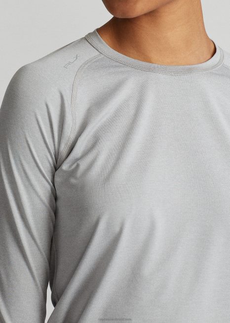 camiseta de manga longa em jérsei de desempenho BD6J3763 mulheres Ralph Lauren urze cinza claro