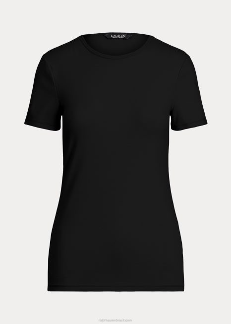 camiseta de mistura de algodão BD6J4254 mulheres Ralph Lauren preto