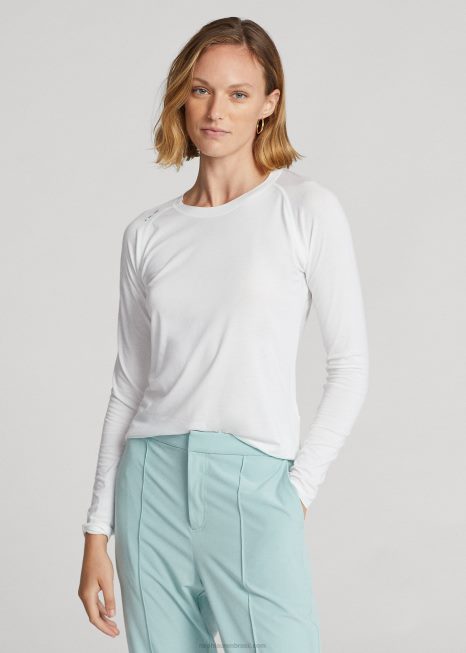 camiseta manga longa em jérsei BD6J3714 mulheres Ralph Lauren cerâmica branca