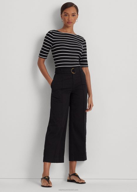 top decote canoa listrado BD6J4272 mulheres Ralph Lauren Preto branco