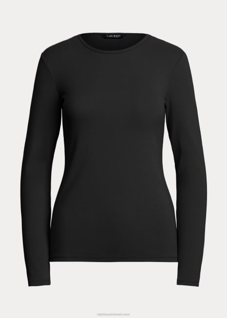 top manga longa em mescla de algodão BD6J4239 mulheres Ralph Lauren preto
