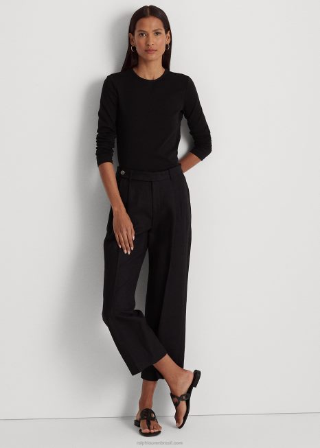 top manga longa em mescla de algodão BD6J4239 mulheres Ralph Lauren preto