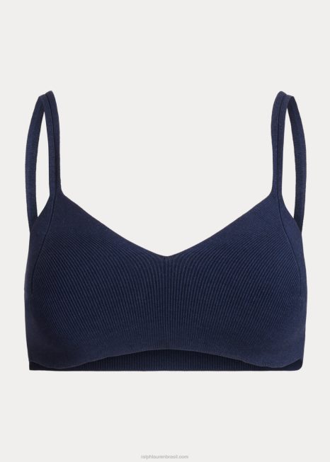 bralette de seda canelada BD6J3506 mulheres Ralph Lauren luxo marinho