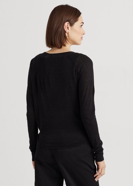 cardigã amarrado na frente BD6J4035 mulheres Ralph Lauren preto