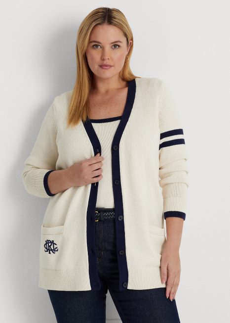 cardigã de algodão bicolor BD6J4597 mulheres Ralph Lauren