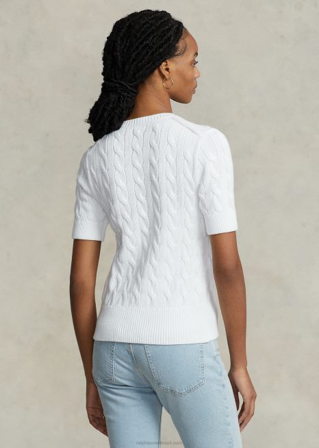 cardigã manga curta tricotado BD6J2904 mulheres Ralph Lauren branco