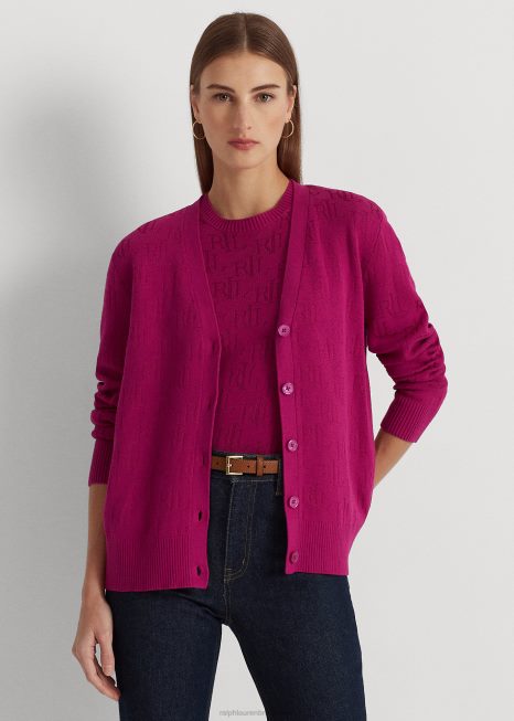cardigã monograma jacquard BD6J4298 mulheres Ralph Lauren baga fúcsia