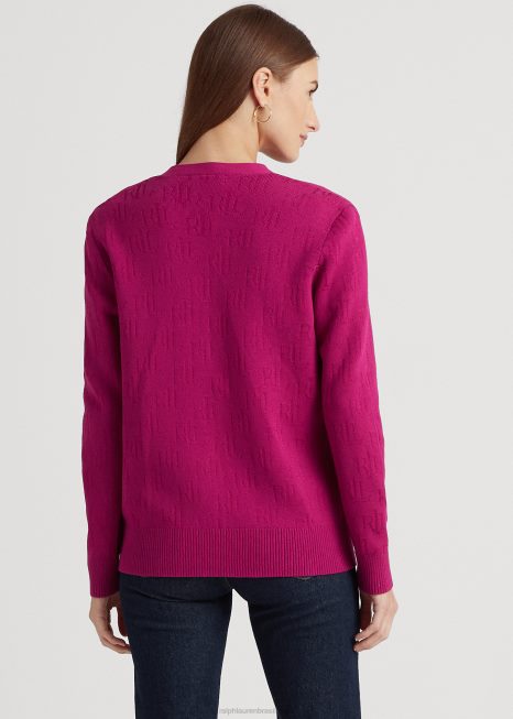 cardigã monograma jacquard BD6J4298 mulheres Ralph Lauren baga fúcsia