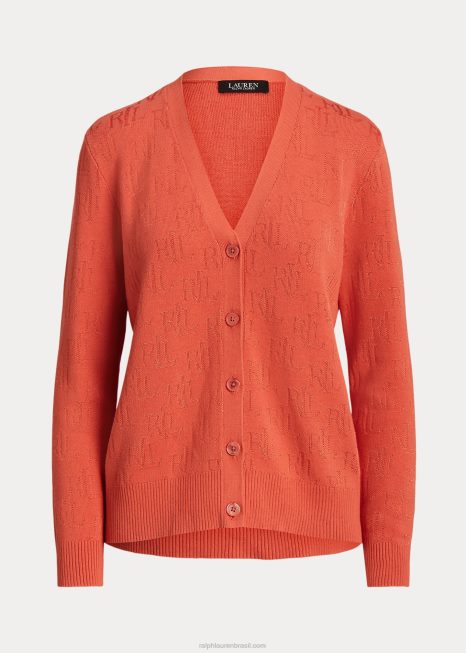 cardigã monograma jacquard BD6J4300 mulheres Ralph Lauren desfiladeiro laranja