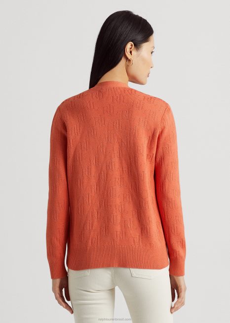 cardigã monograma jacquard BD6J4300 mulheres Ralph Lauren desfiladeiro laranja