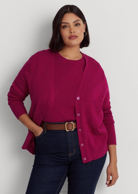 cardigã monograma jacquard BD6J4507 mulheres Ralph Lauren baga fúcsia