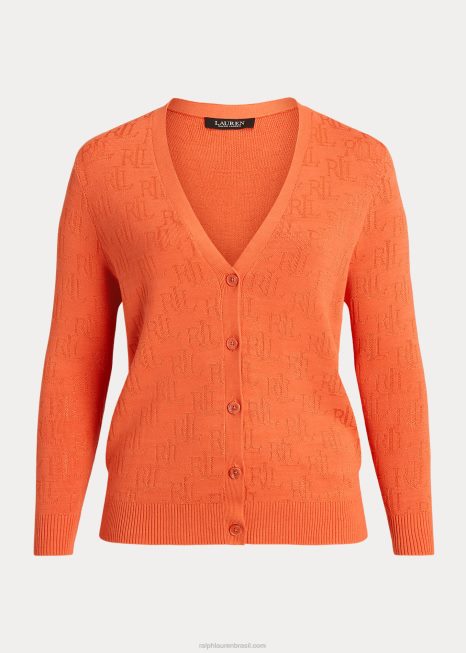 cardigã monograma jacquard BD6J4509 mulheres Ralph Lauren desfiladeiro laranja