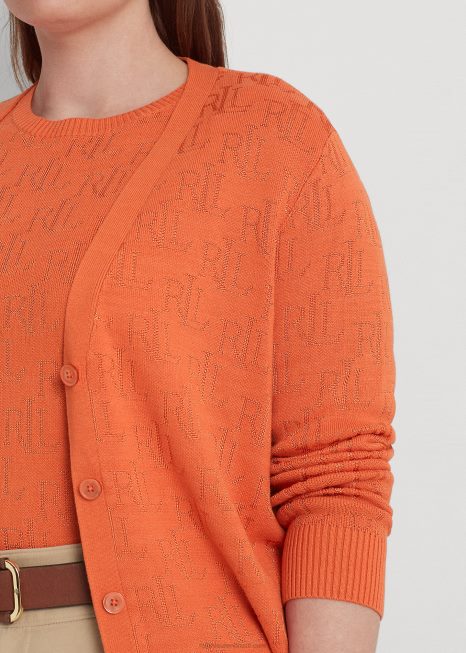 cardigã monograma jacquard BD6J4509 mulheres Ralph Lauren desfiladeiro laranja