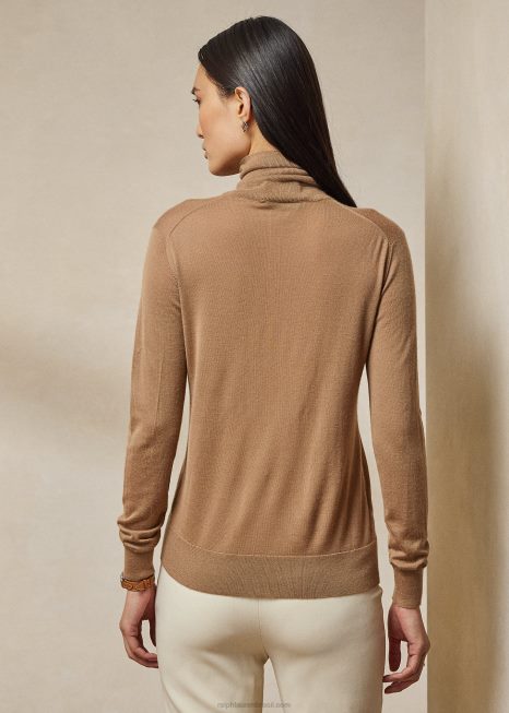 gola alta caxemira BD6J3527 mulheres Ralph Lauren camelo
