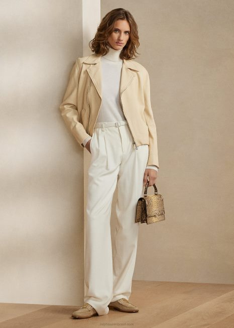 gola alta caxemira BD6J3528 mulheres Ralph Lauren creme de luxo